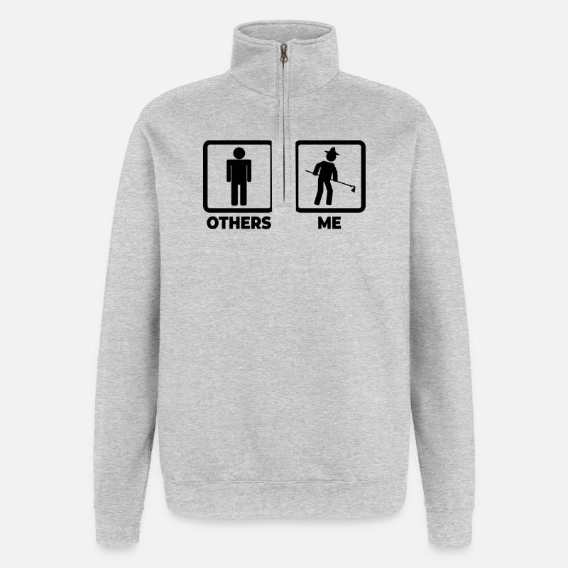 Bauer stick figures - Quarter-Zip Sweatshirt - heather grey