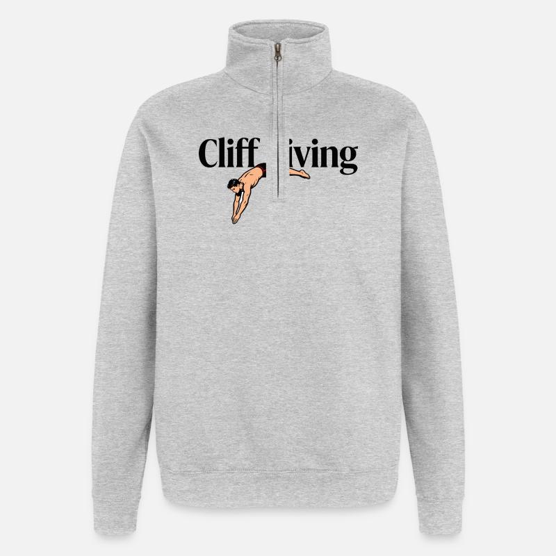 cliff diving - Quarter-Zip Sweatshirt - heather grey