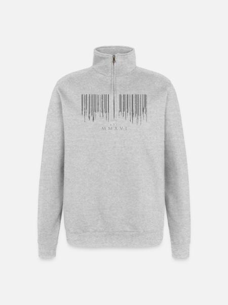 Barcode Tropfen Gray Est. MMXVI - Quarter-Zip-Sweatshirt - Grau meliert