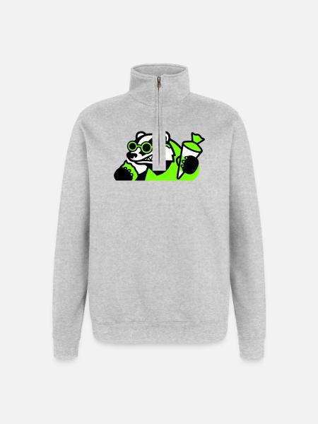 Cool Badger Back to School Icon - Quarter-Zip Sweatshirt - heather grey