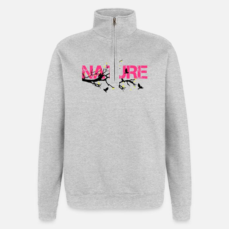 Nature en Rose Éclatante - Sweat à zip 1/4 - gris chiné