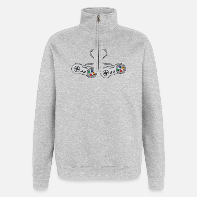 DreamTeam Controller Une console de jeu - Sweat à zip 1/4 - gris chiné