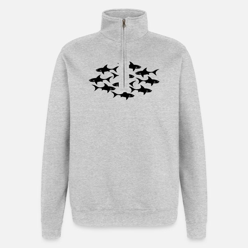 Hai shark - Quarter-Zip-Sweatshirt - Grau meliert