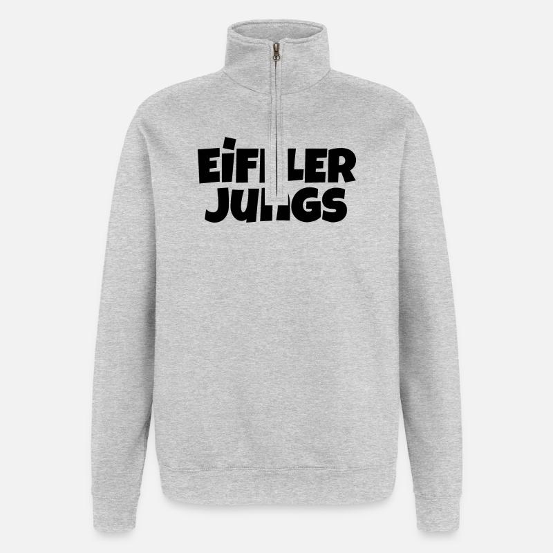 Eifeler Garçons (Noir) Hommes de l’Eifel - Sweat à zip 1/4 - gris chiné