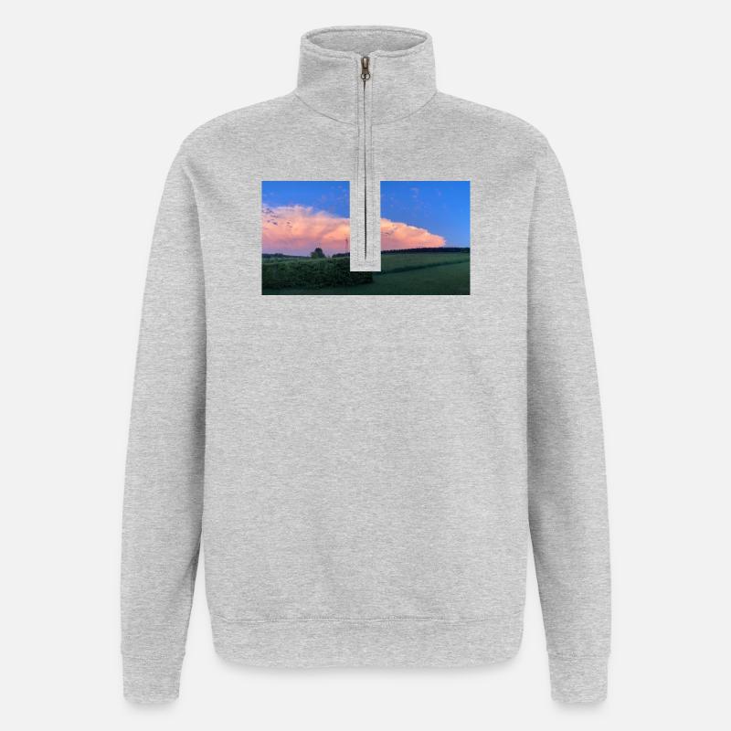 Image de nuage - Sweat à zip 1/4 - gris chiné