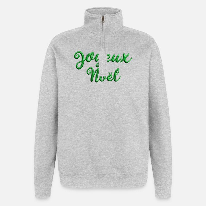 Joyeux Noël Vert Sapin - Sweat à zip 1/4 - gris chiné