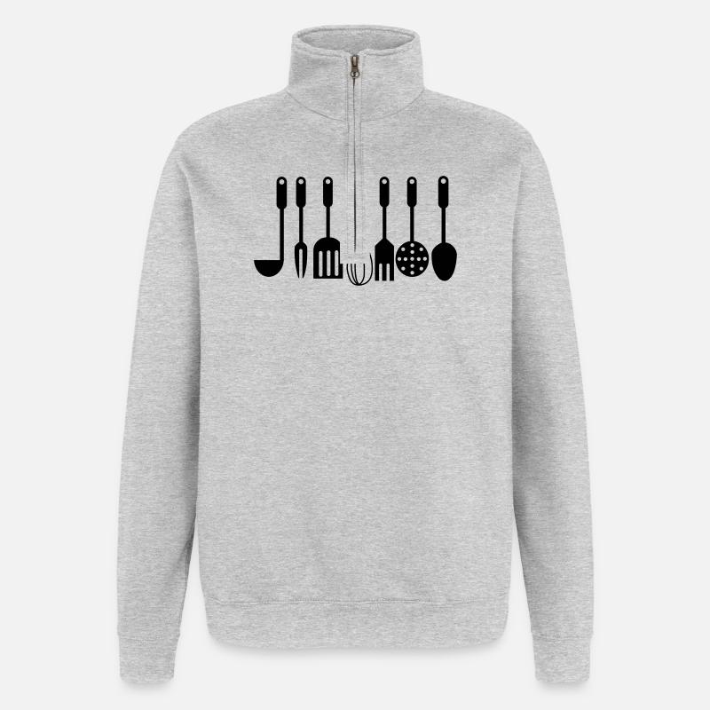 Küchenutensilien - Quarter-Zip-Sweatshirt - Grau meliert