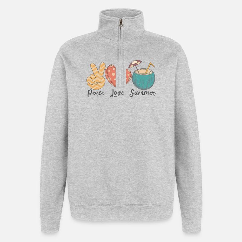Frieden Liebe Sommer - Quarter-Zip-Sweatshirt - Grau meliert