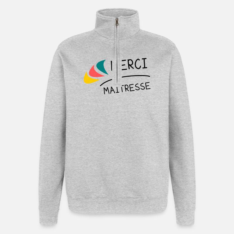 MAÎTRESSE. MERCI. MERCI MAÎTRESSE. MAITRESSE - Sweat à zip 1/4 - gris chiné