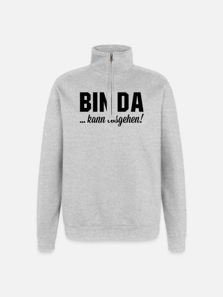Bin da kann losgehen - Quarter-Zip-Sweatshirt - Grau meliert
