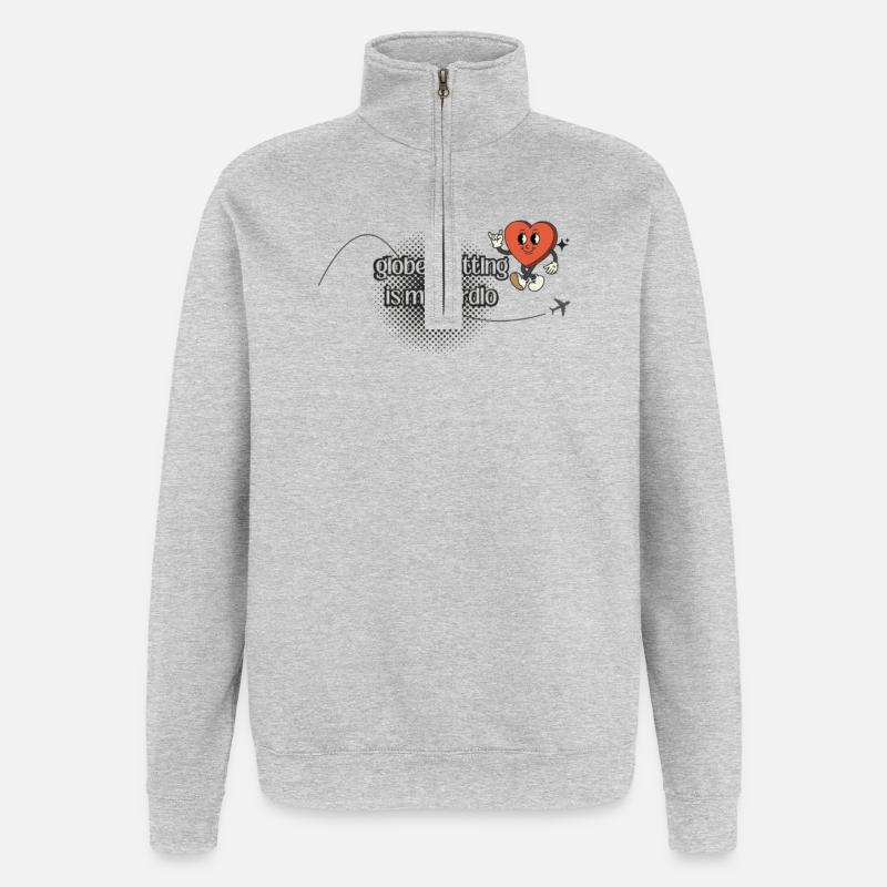 Le globe-trotter, c’est mon cardio - Sweat à zip 1/4 - gris chiné