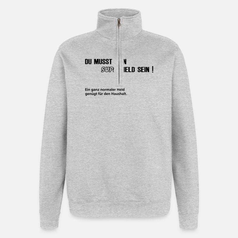 normaler Held - Quarter-Zip-Sweatshirt - Grau meliert