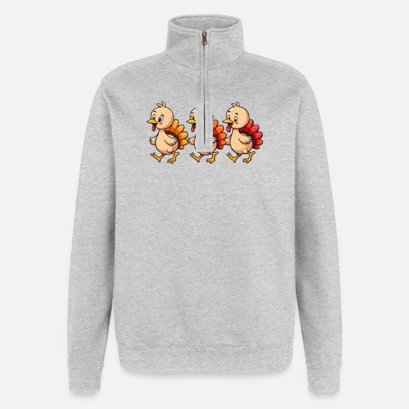 Bébé dinde de Thanksgiving - Sweat à zip 1/4 - gris chiné