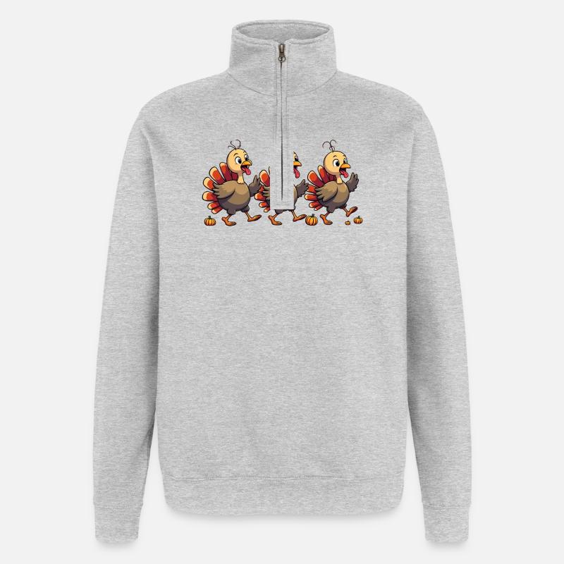 Bébé dinde de Thanksgiving - Sweat à zip 1/4 - gris chiné