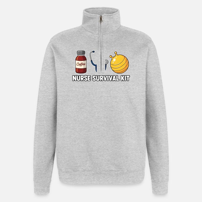 Krankenschwester Krankenpflegerin Kaffee - Quarter-Zip-Sweatshirt - Grau meliert