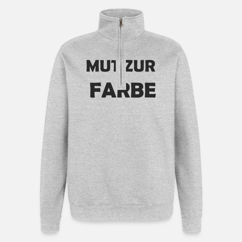 Mut zur Farbe – Farbexplosion - Quarter-Zip-Sweatshirt - Grau meliert