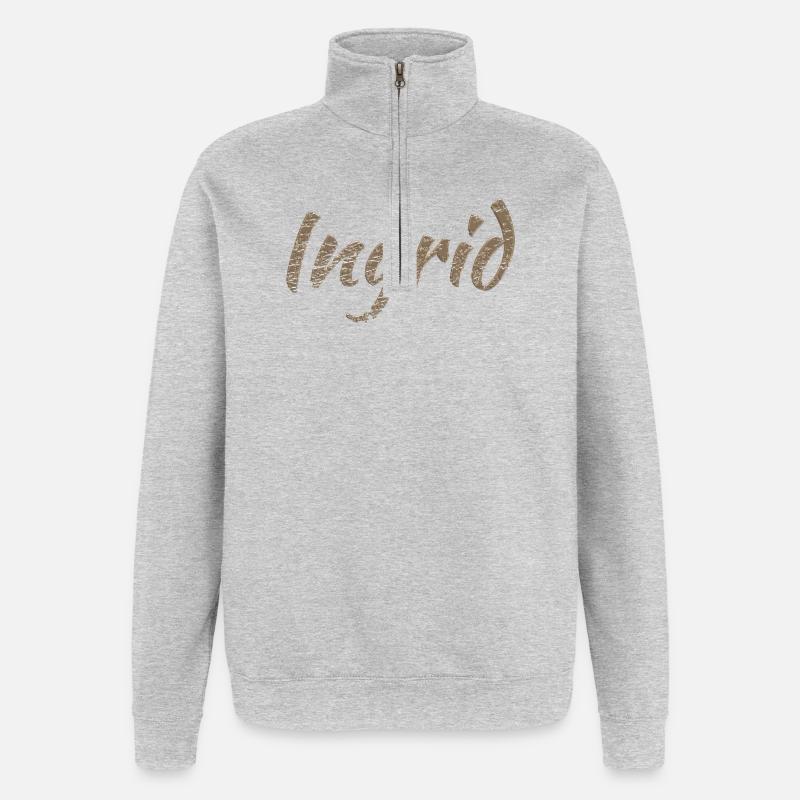 Cadeau pour Ingrid - Sweat à zip 1/4 - gris chiné