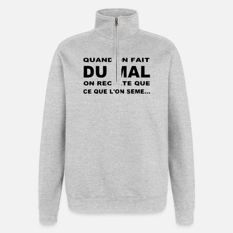 Karma - Sweat à zip 1/4 - gris chiné