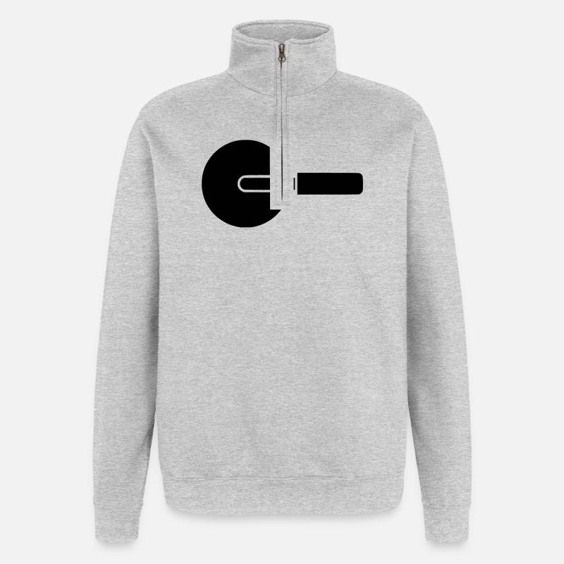 Couteau à roue coupe-pizza - Sweat à zip 1/4 - gris chiné