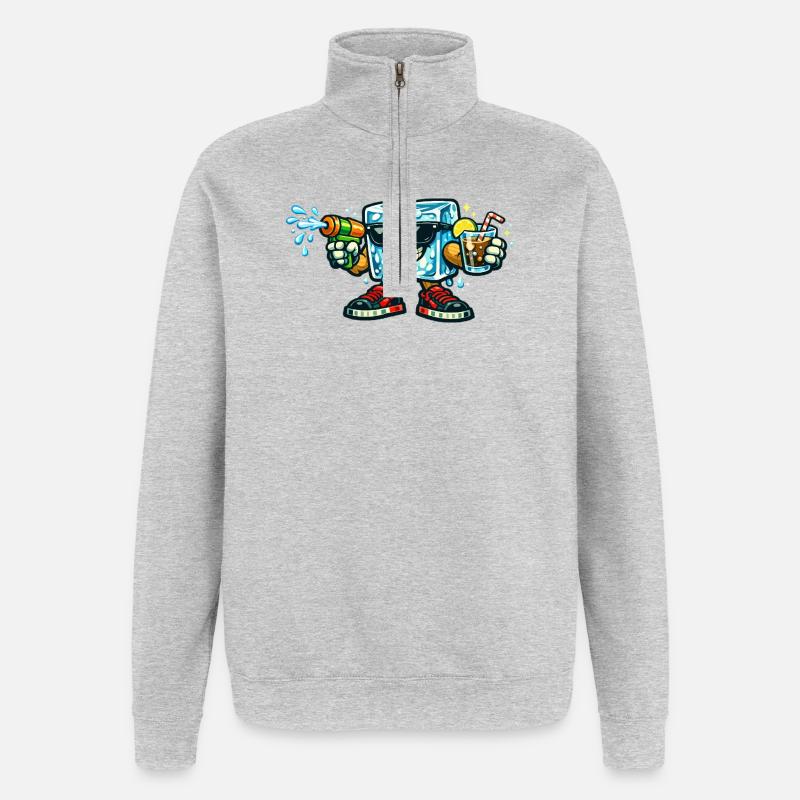 Éclaboussure d’été du bloc de glace - Sweat à zip 1/4 - gris chiné