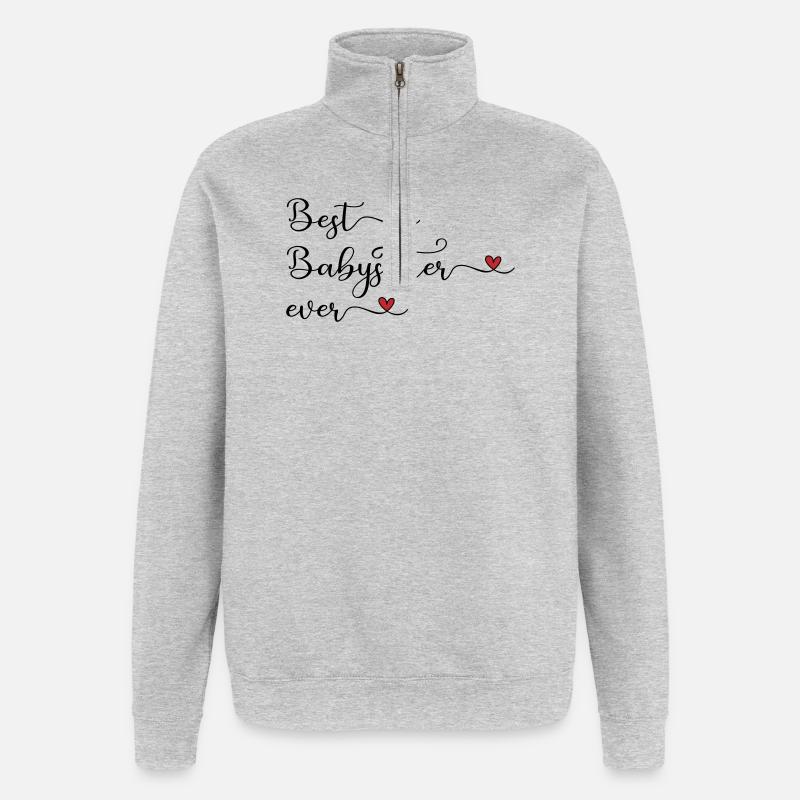 Bester Babysitter - Quarter-Zip-Sweatshirt - Grau meliert