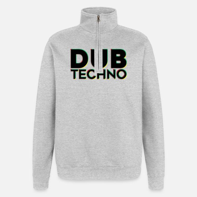 Dub Techno Neon Outline - Quarter-Zip Sweatshirt - heather grey