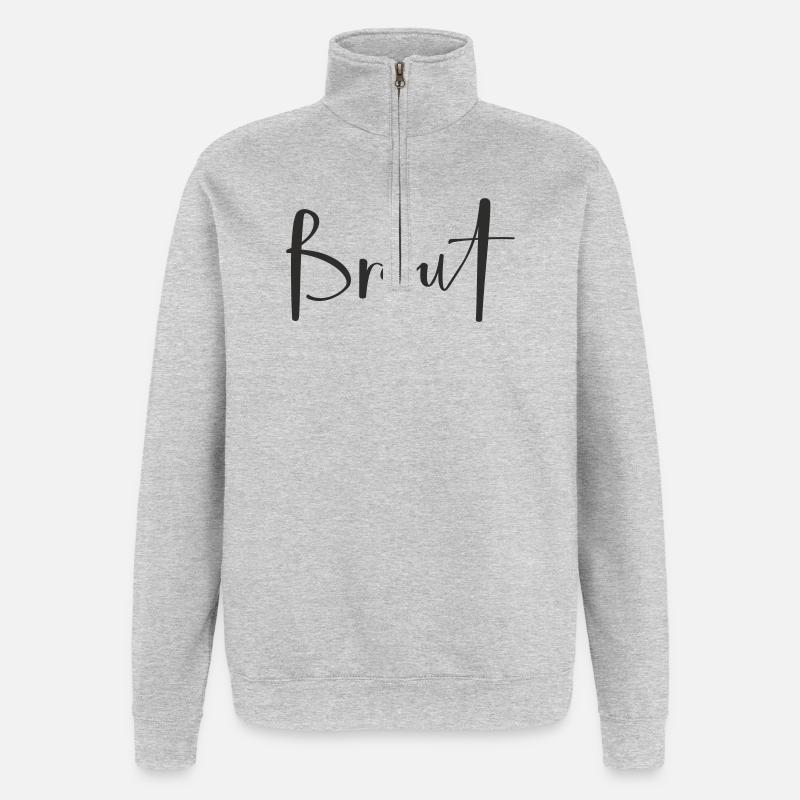 Braut – Stylisches Hochzeits-Textdesign - Quarter-Zip-Sweatshirt - Grau meliert