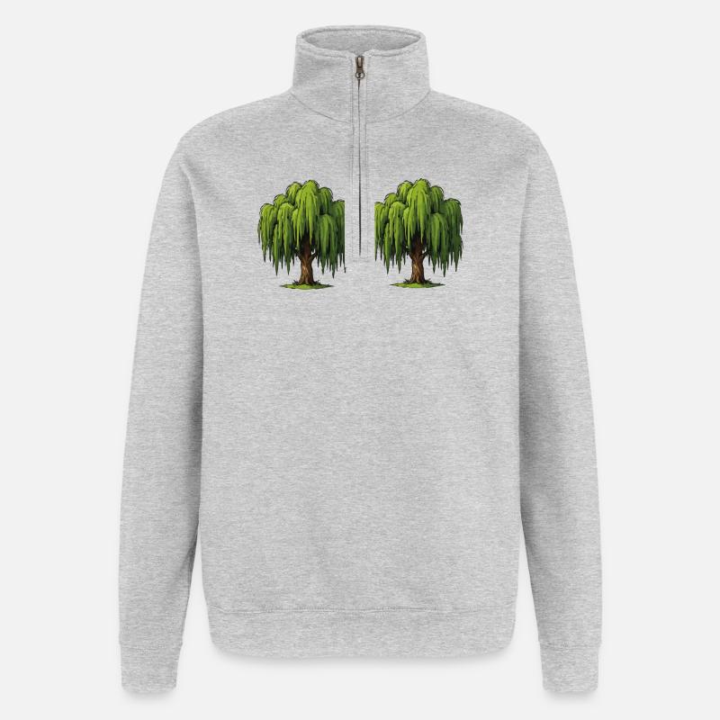 Double Willow Tree Scene - Quarter-Zip Sweatshirt - heather grey