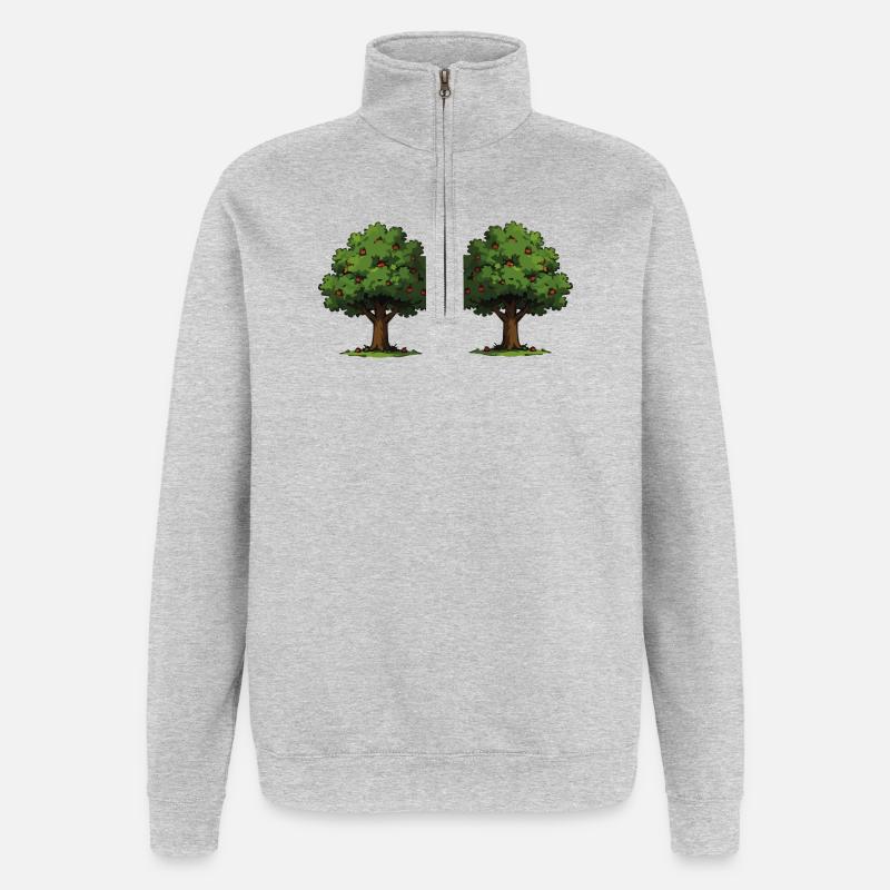 Double tree with red apples - Quarter-Zip Sweatshirt - heather grey