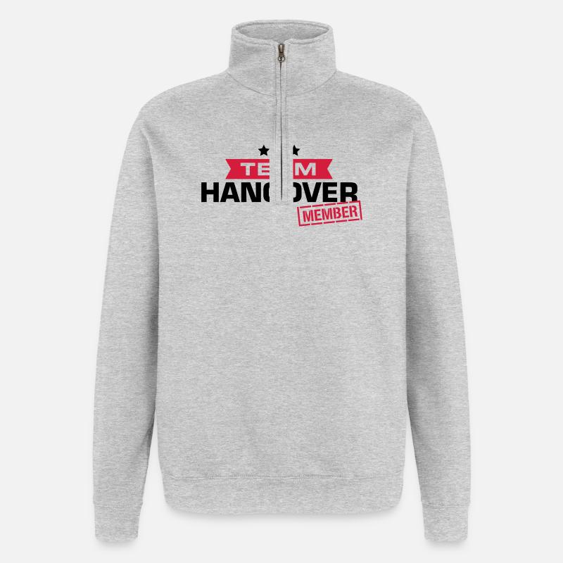 hangover team - Quarter-Zip-Sweatshirt - Grau meliert