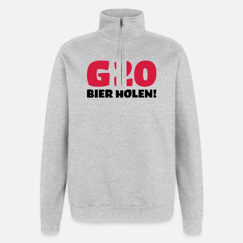 Bier holen Humor - Quarter-Zip-Sweatshirt - Grau meliert