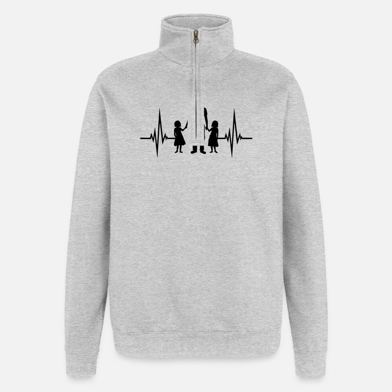 2 daughters pulse - Quarter-Zip Sweatshirt - heather grey