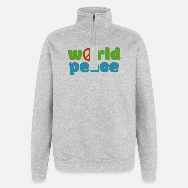 Weltfrieden - Farbe - Quarter-Zip-Sweatshirt - Grau meliert