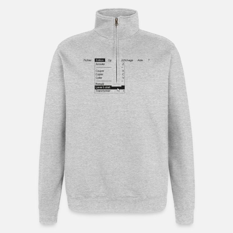 Menu informatique - Sweat à zip 1/4 - gris chiné