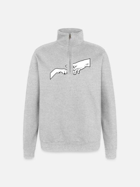 Dog Paw - Give Paw - Quarter-Zip Sweatshirt - heather grey