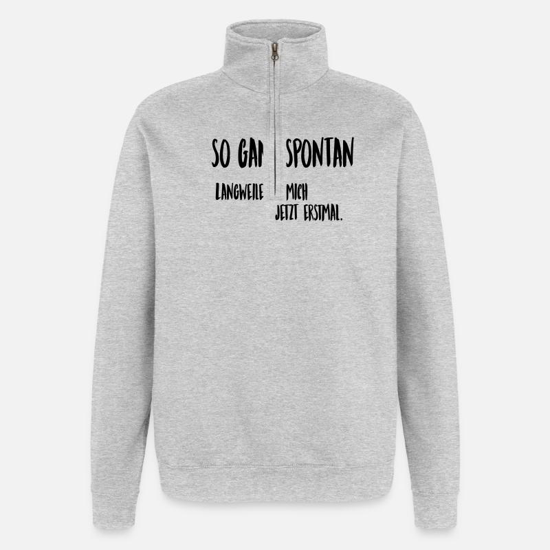 Spontan langweilen - Quarter-Zip-Sweatshirt - Grau meliert