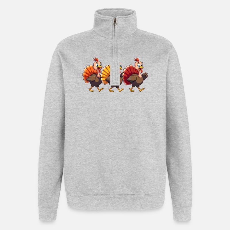 Bébé dinde de Thanksgiving - Sweat à zip 1/4 - gris chiné