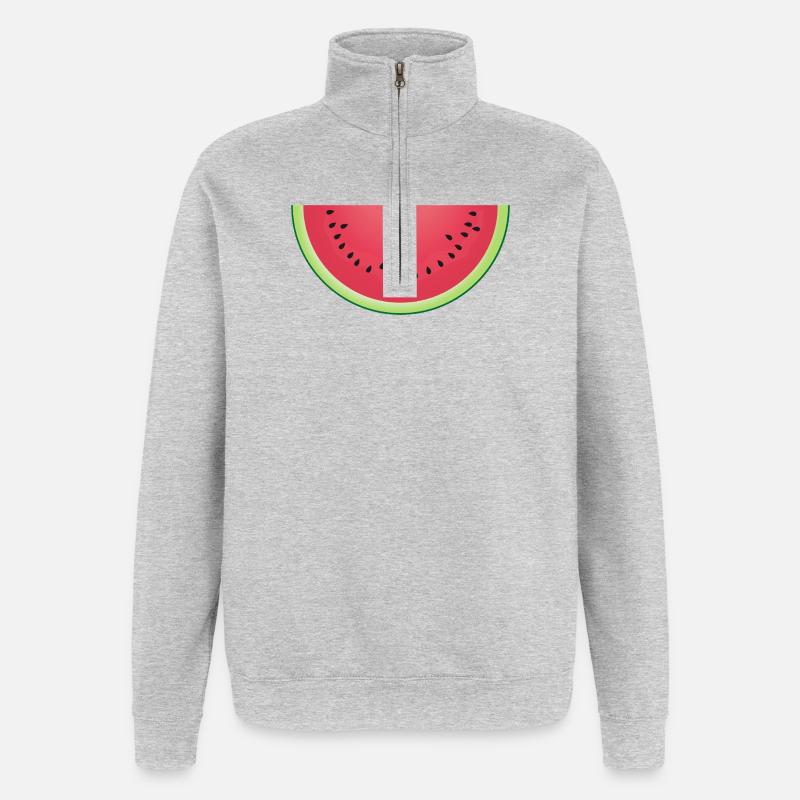 Tranche de pastèque juteuse - Sweat à zip 1/4 - gris chiné
