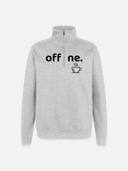 Offline minimalistisches Kaffee-Hemd - Quarter-Zip-Sweatshirt - Grau meliert