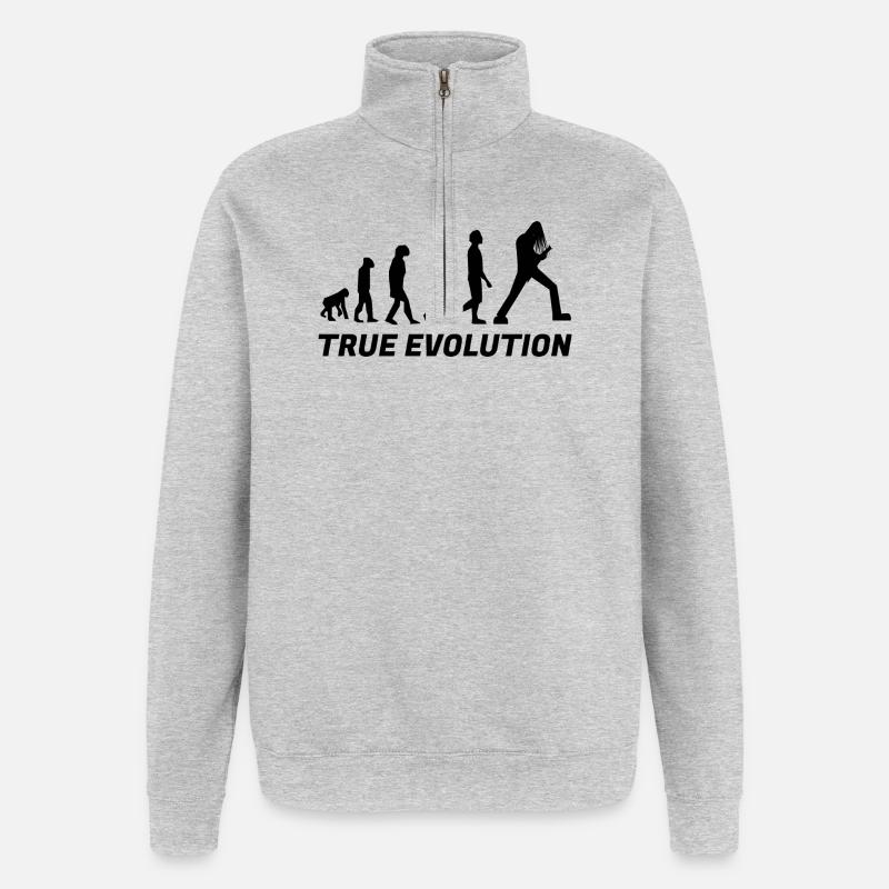 True evolution - vrai évolution metal - Sweat à zip 1/4 - gris chiné