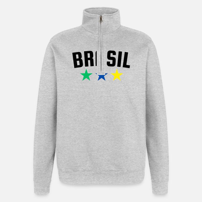 Brazil Three Star Design B - Quarter-Zip Sweatshirt - heather grey