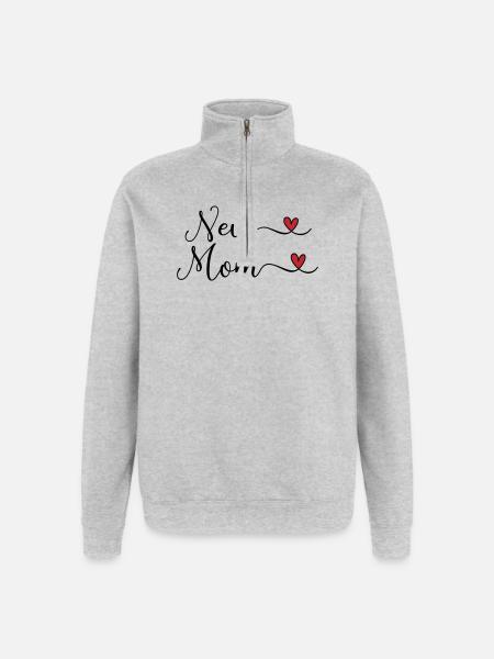 New Mom - Quarter-Zip-Sweatshirt - Grau meliert