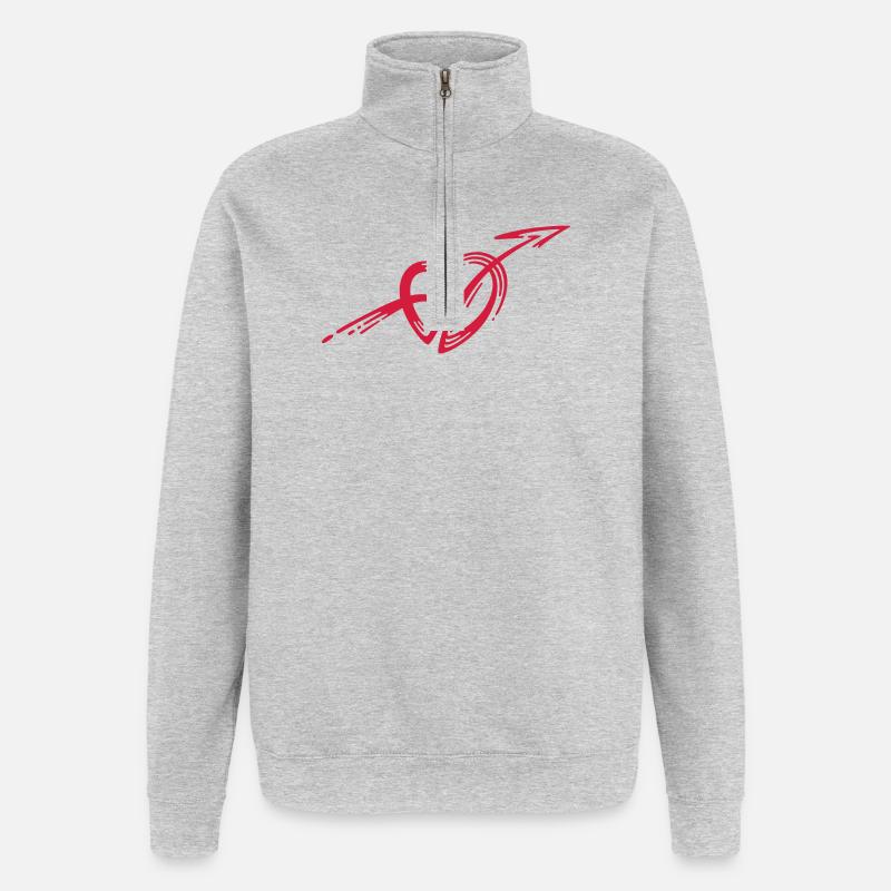 Herz Pfeil - Quarter-Zip-Sweatshirt - Grau meliert