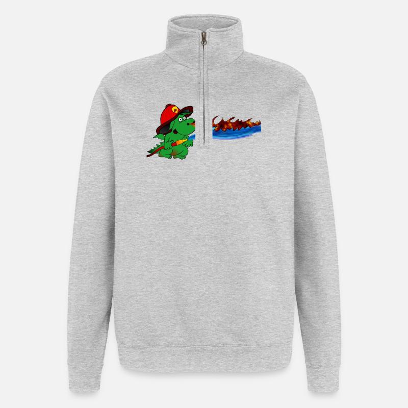 Feuerdrache Feuerwehrheld Geschenk - Quarter-Zip-Sweatshirt - Grau meliert