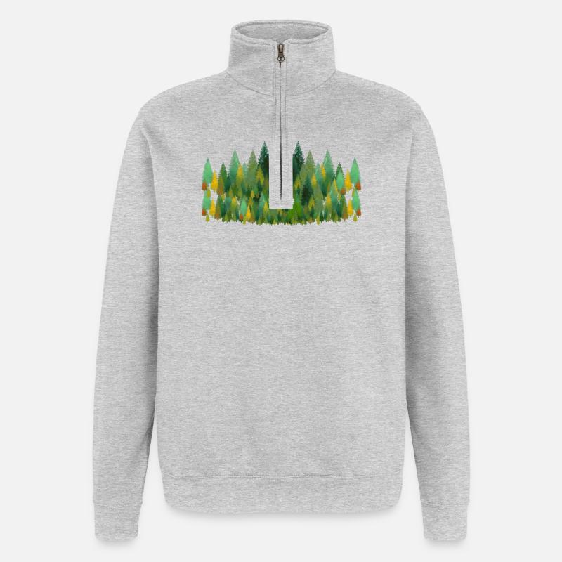 trees and trees and trees - Quarter-Zip-Sweatshirt - Grau meliert