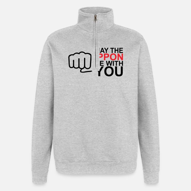 Que l’Ippon soit avec vous 2 - Sweat à zip 1/4 - gris chiné