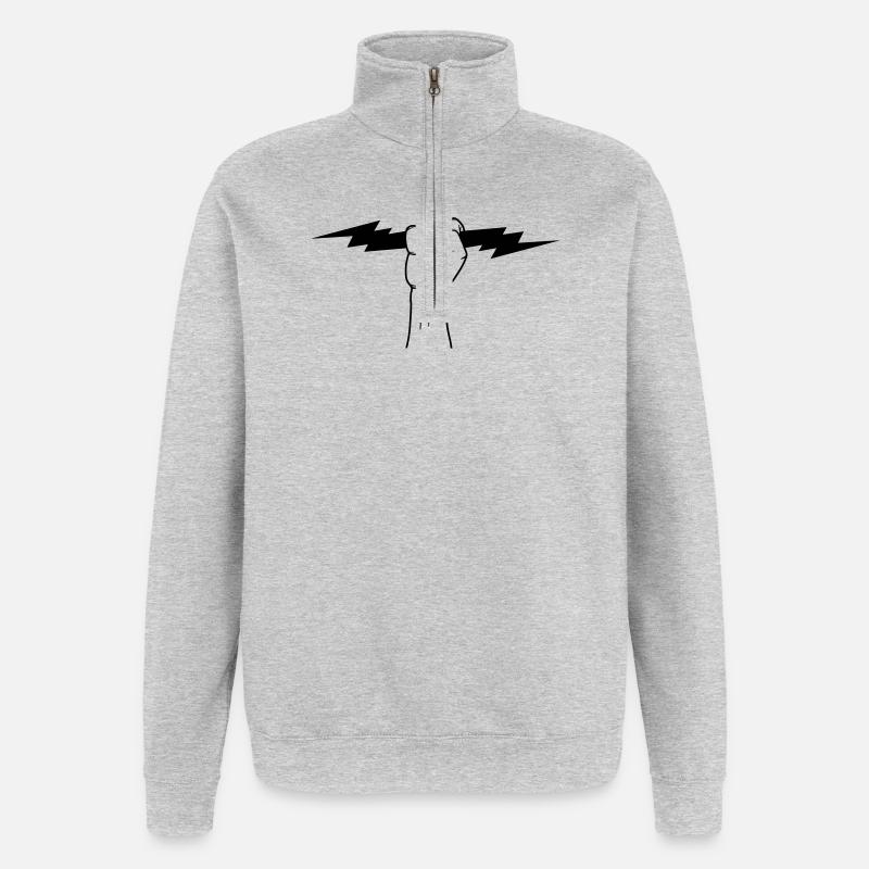 Blitz in der Faust - Quarter-Zip-Sweatshirt - Grau meliert