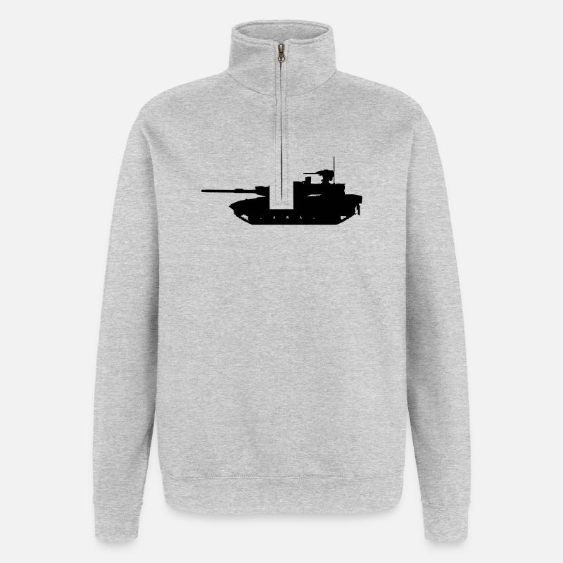 Militärpanzer - Quarter-Zip-Sweatshirt - Grau meliert