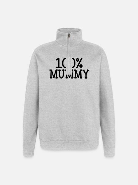 100% Mom - Mother's Day - Quarter-Zip Sweatshirt - heather grey