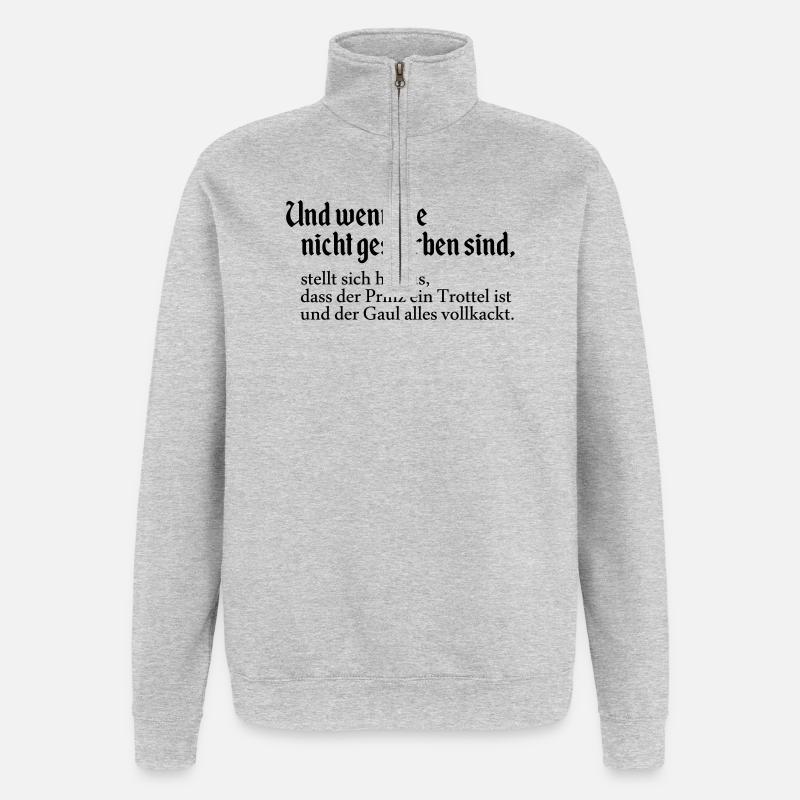 Wenn sie nicht - Quarter-Zip-Sweatshirt - Grau meliert